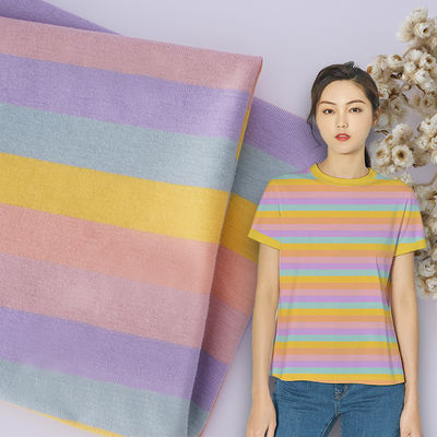 Un buen precio. Buena textura respirable saludable y seguro y tejido de punto a rayas único para camiseta en línea