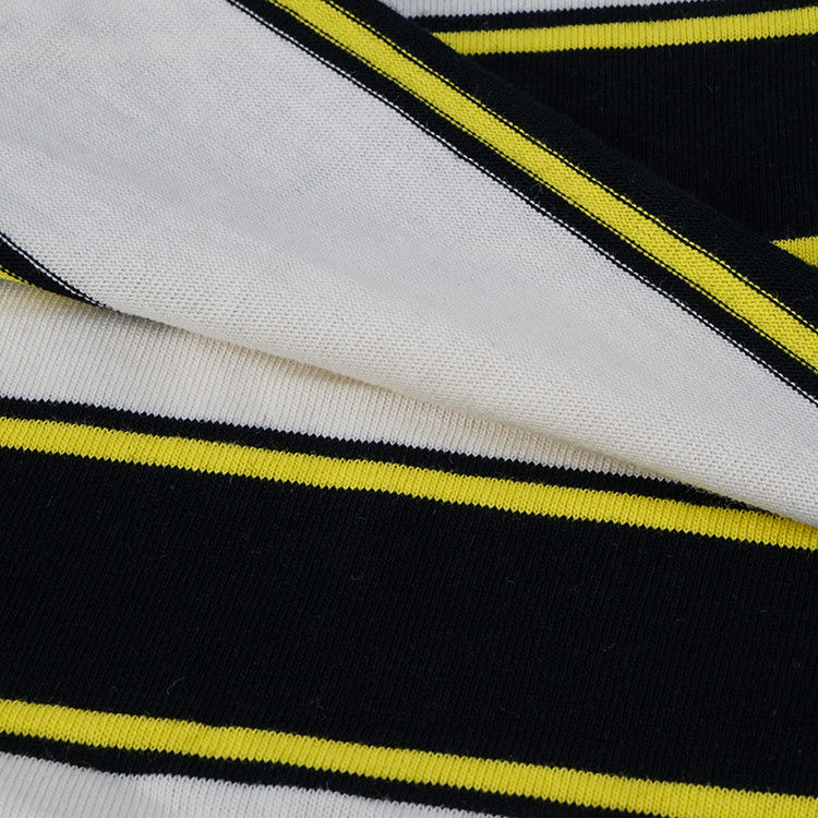 Tejido de algodón teñido de hilo simple, tejido de doble punto a rayas para camisa de manga larga