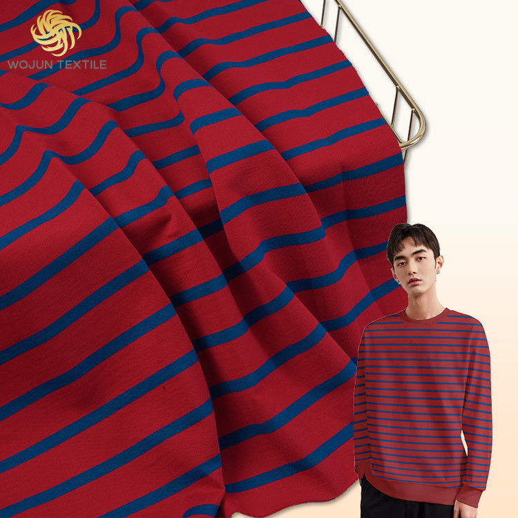 Tejido de rayas azules y rojas francesas de 200 cm de ancho de algodón puro para sudadera