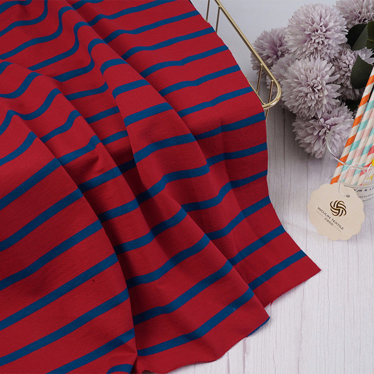 Tejido de rayas azules y rojas francesas de 200 cm de ancho de algodón puro para sudadera