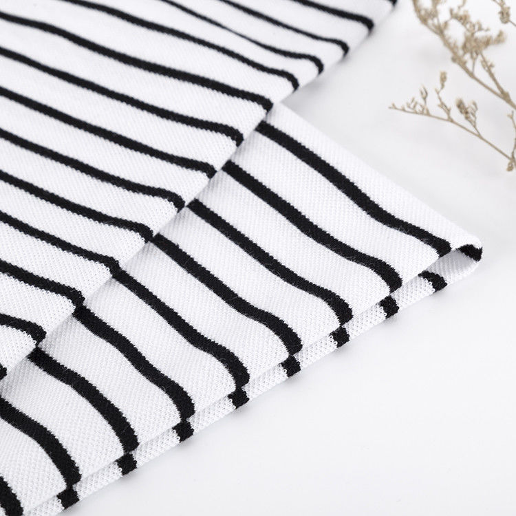 Tejido de algodón rayado transpirable multicolor que absorbe el sudor para camiseta de polo