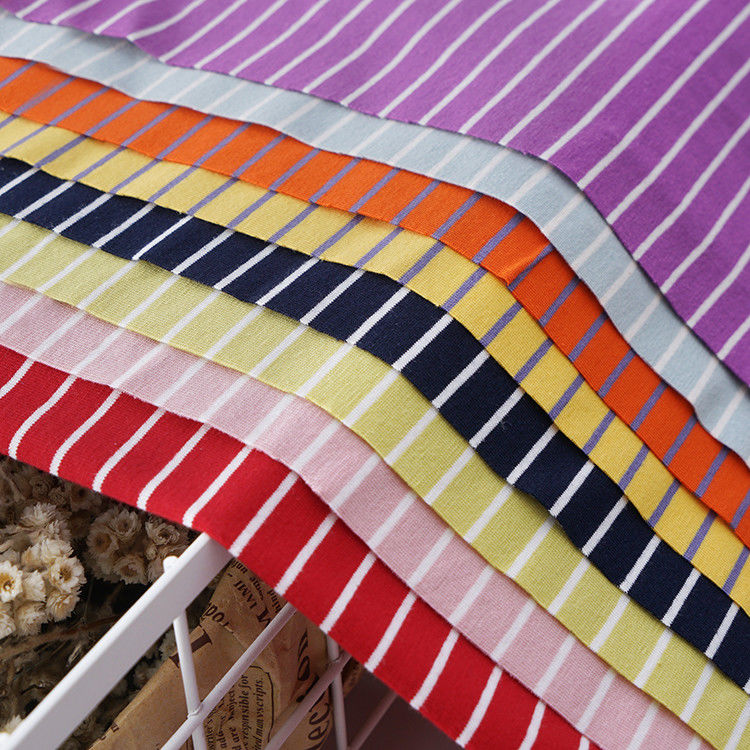 Tejido de punto de algodón puro con rayas, de color combinado. Tejido de rayas para jersey.