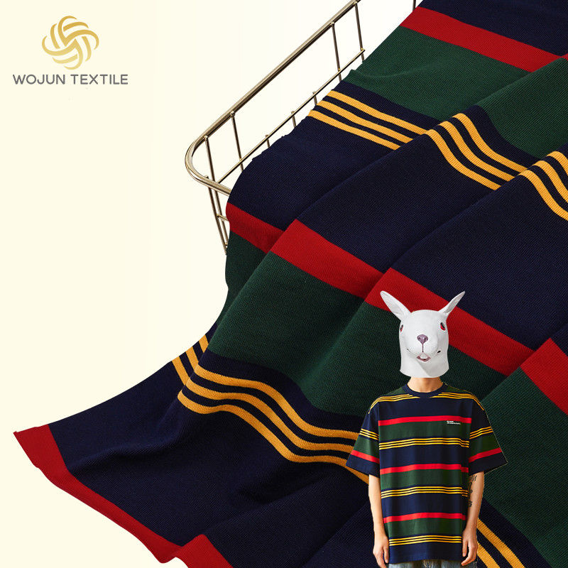 Tejido de algodón 100% grueso y transpirable de tejido de punto rayado suave multicolor para camiseta