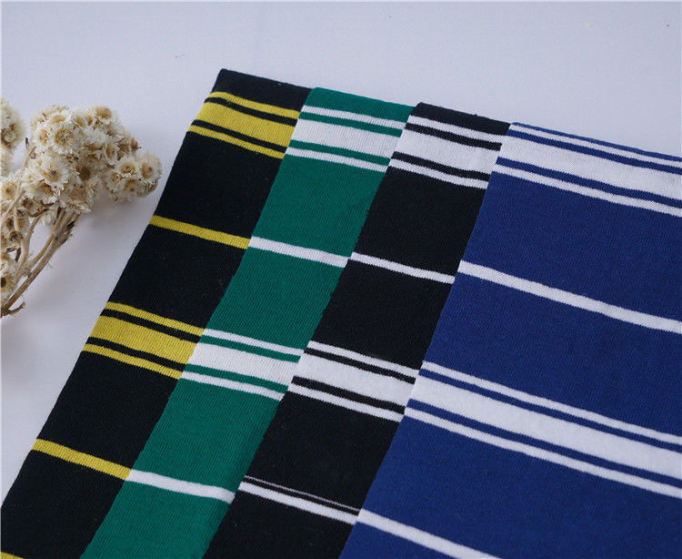 Tejido de material rayado de algodón natural y absorvente del sudor para camisetas resistente al desgarro