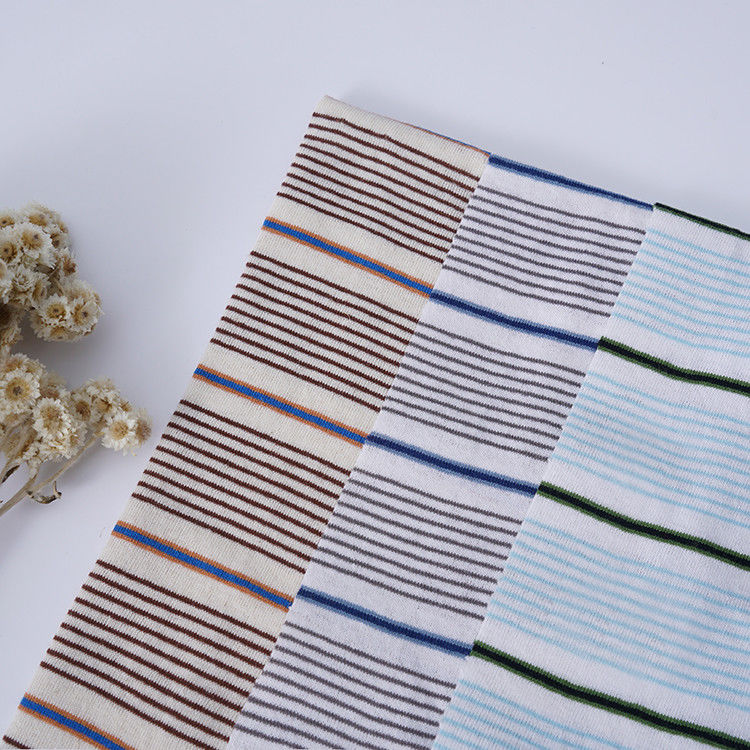 Tejido de material rayado de algodón duradero y lino absorbente de sudor para camiseta