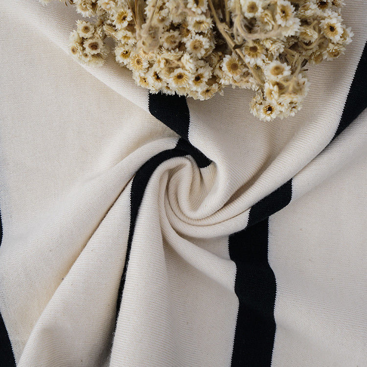 Elegante y duradero cómodo y doble de hilo de algodón simple de tejido de algodón a rayas para camiseta