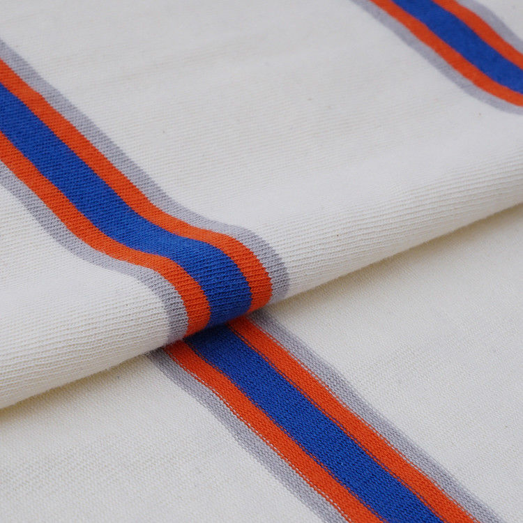 Absorbe la humedad y es transpirable y Lycra de algodón tela de algodón a rayas para camiseta