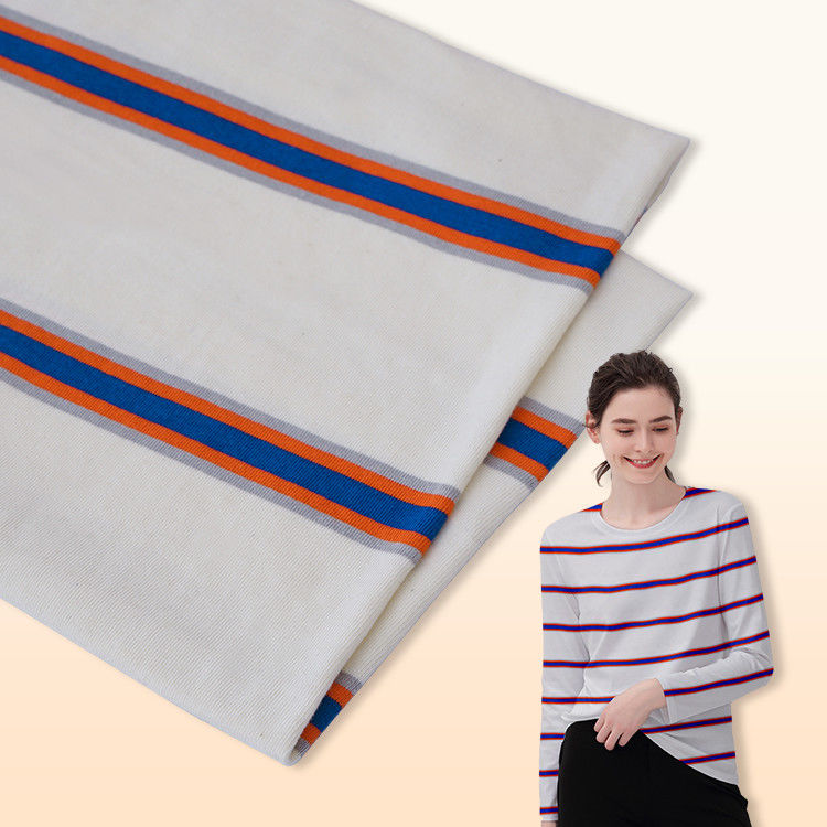 Absorbe la humedad y es transpirable y Lycra de algodón tela de algodón a rayas para camiseta