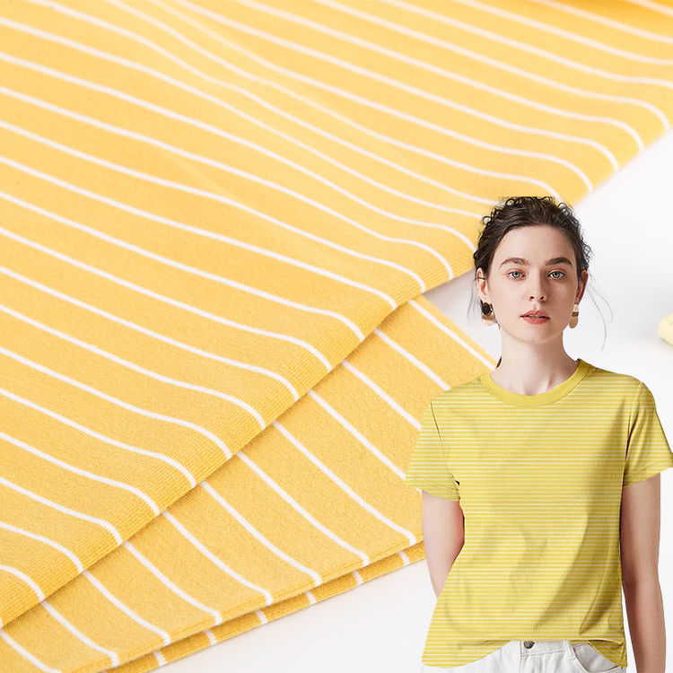 Moderno cómodo jersey sencillo tela de algodón a rayas para camiseta amigable con la piel