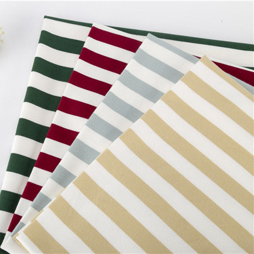 Elasticidad Moderno Color Brillante Tejido de algodón de rayas verdes para Terry Francés
