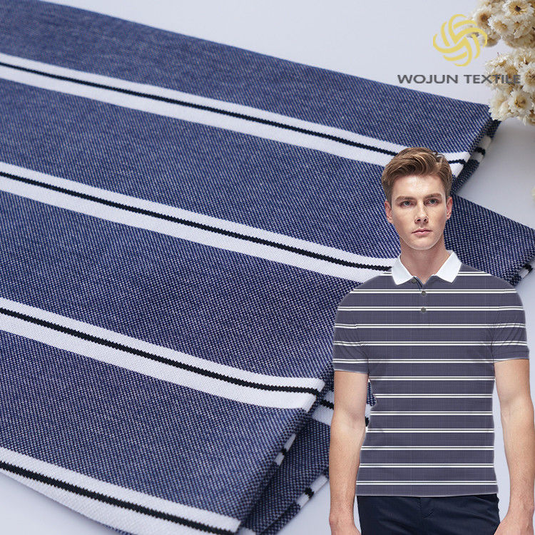 Sentimiento natural y buena textura Tejido a rayas cómodo para camiseta de polo