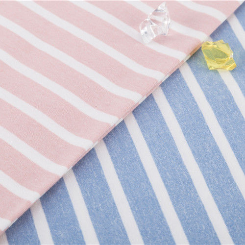 Texturas claras y elegante de alta calidad de algodón con punto a rayas para camiseta