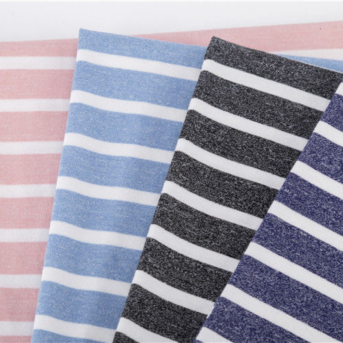 Texturas claras y elegante de alta calidad de algodón con punto a rayas para camiseta