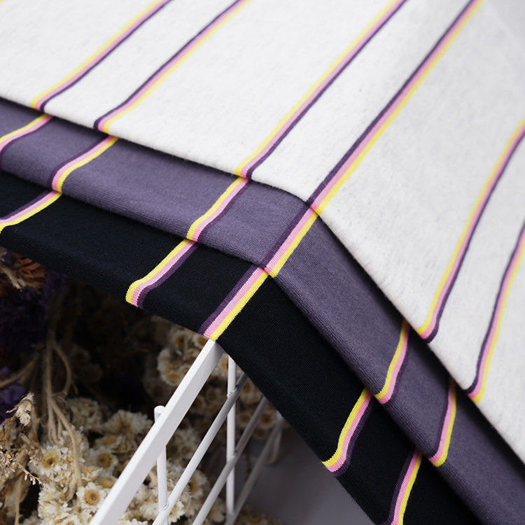 Tejido de algodón puro y higiénico y saludable y transpirable de punto a rayas para camiseta