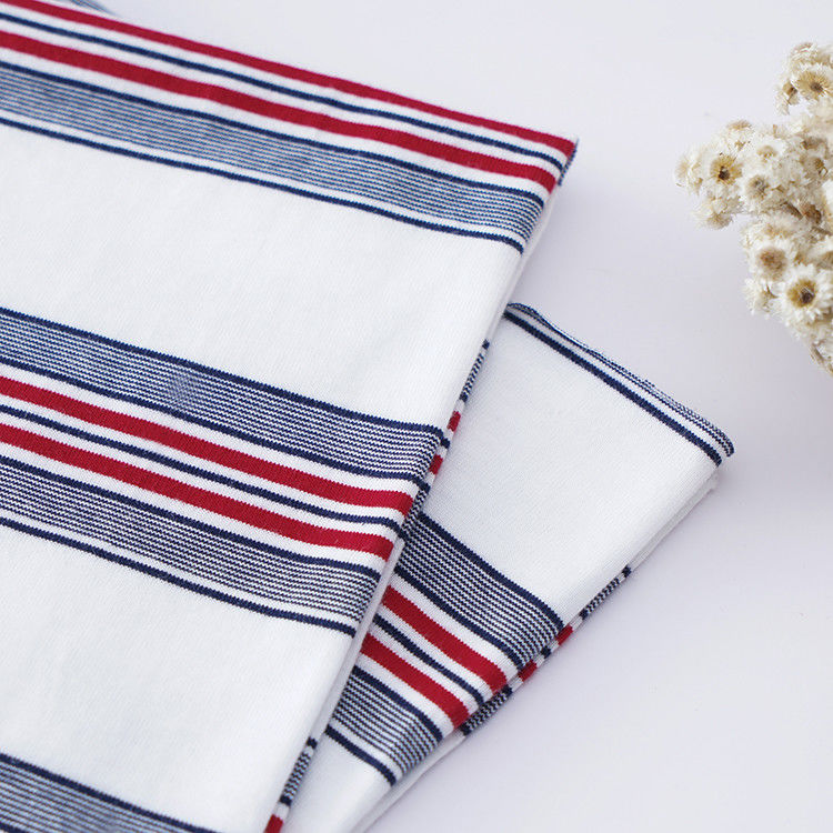 Tejido de buena calidad, transpirable y de algodón puro, limpio para la piel Tejido de algodón a rayas para camiseta