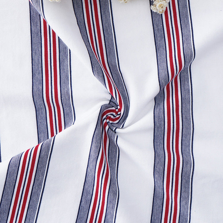 Tejido de buena calidad, transpirable y de algodón puro, limpio para la piel Tejido de algodón a rayas para camiseta