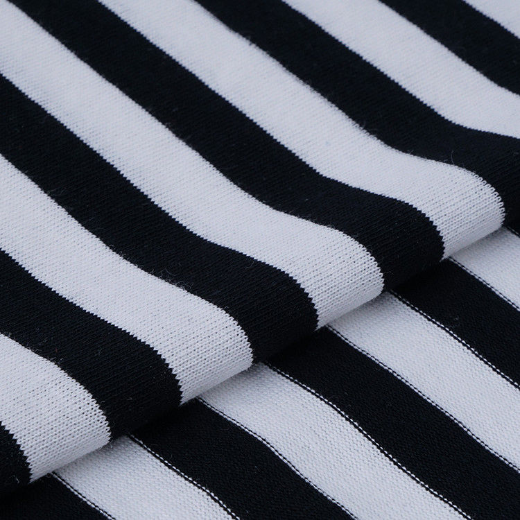 Tejido para camiseta de algodón puro con rayas, transpirable, absorbente de humedad y moderno