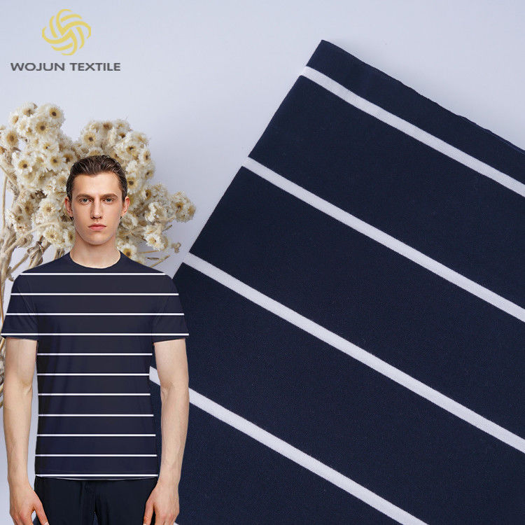 Apoyo a la personalización y el tejido de material de algodón rayado de moda y suave para camiseta