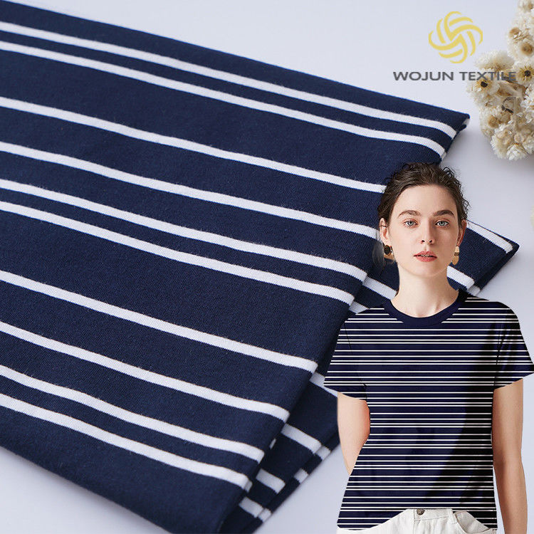 Tejido de algodón rayado de alta calidad, suave, sencillo y de moda para camiseta