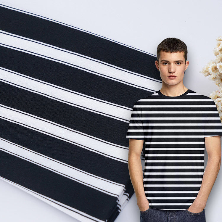 Buena textura y de moda fácil de cuidar de tejido de punto a rayas para camiseta
