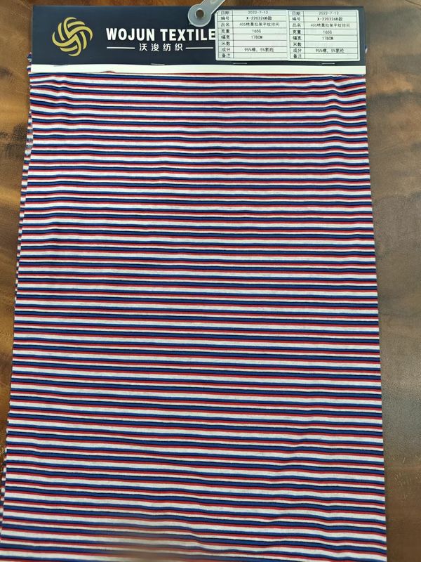 Tejido de hilo y suave suave textura saludable Tejido de punto a rayas para camiseta