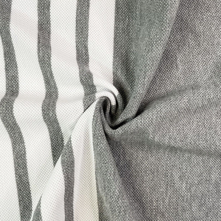 Tejido de algodón rayado suave y transpirable para camiseta con fibra elástica para un ajuste perfecto