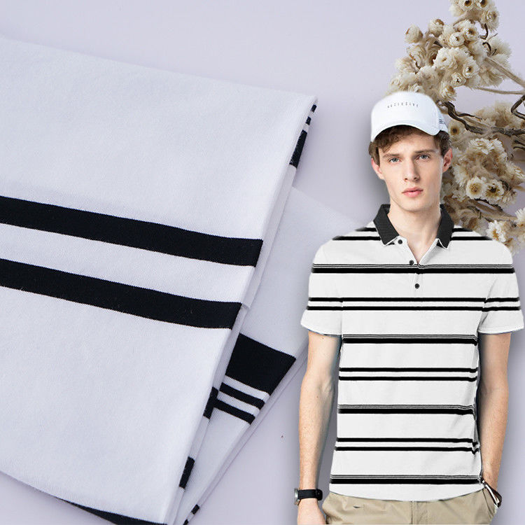 Elástico y natural y cómodo y transpirable Tejido de punto a rayas para camiseta de polo