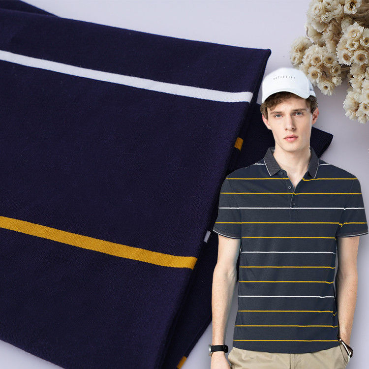 Tejido blando y transpirable y absorbente de humedad Hygroscopic de punto a rayas para camiseta de polo