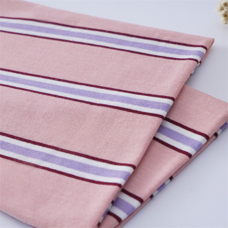 Tejido de punto a rayas de algodón multicolor y de moda para camiseta