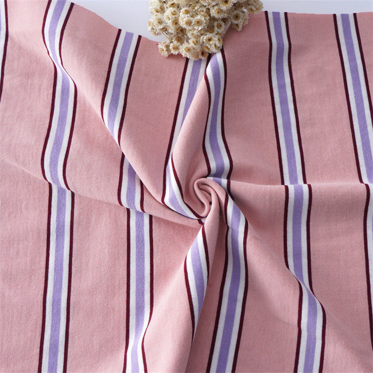 Tejido de punto a rayas de algodón multicolor y de moda para camiseta