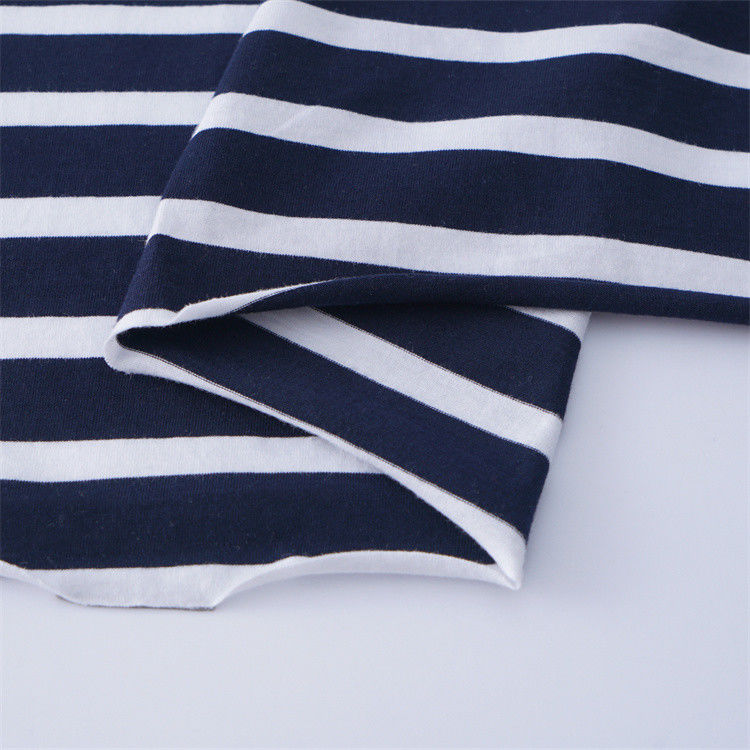 Tejido de material rayado de alta calidad, fácil de cuidar, saludable y suave para camiseta