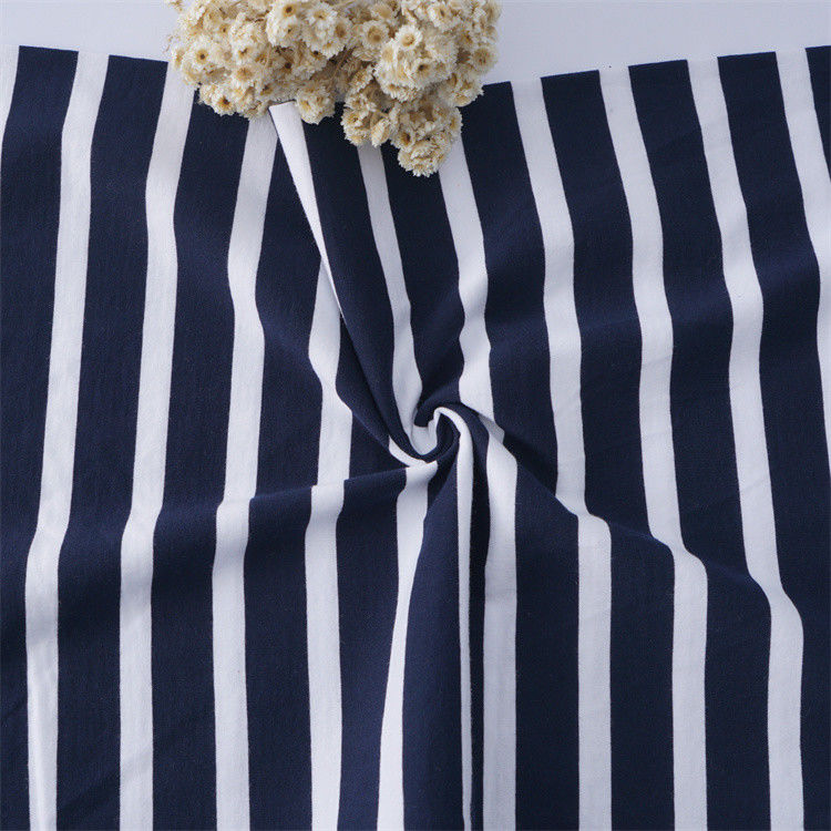 Tejido de material rayado de alta calidad, fácil de cuidar, saludable y suave para camiseta