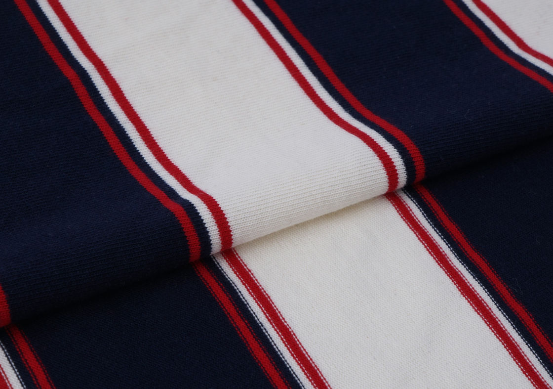 Tejido de punto a rayas respirable, crujiente y cómodo para camisa de polo