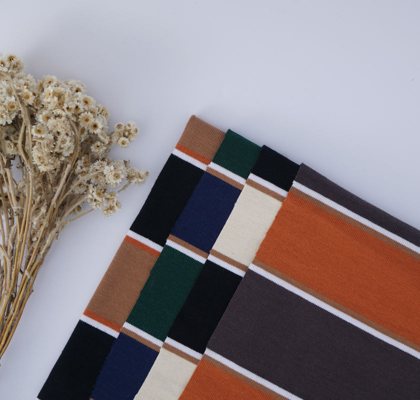 Tejido de punto a rayas, fresco, absorbente del sudor, agradable a la piel, antiarrugas, para camiseta