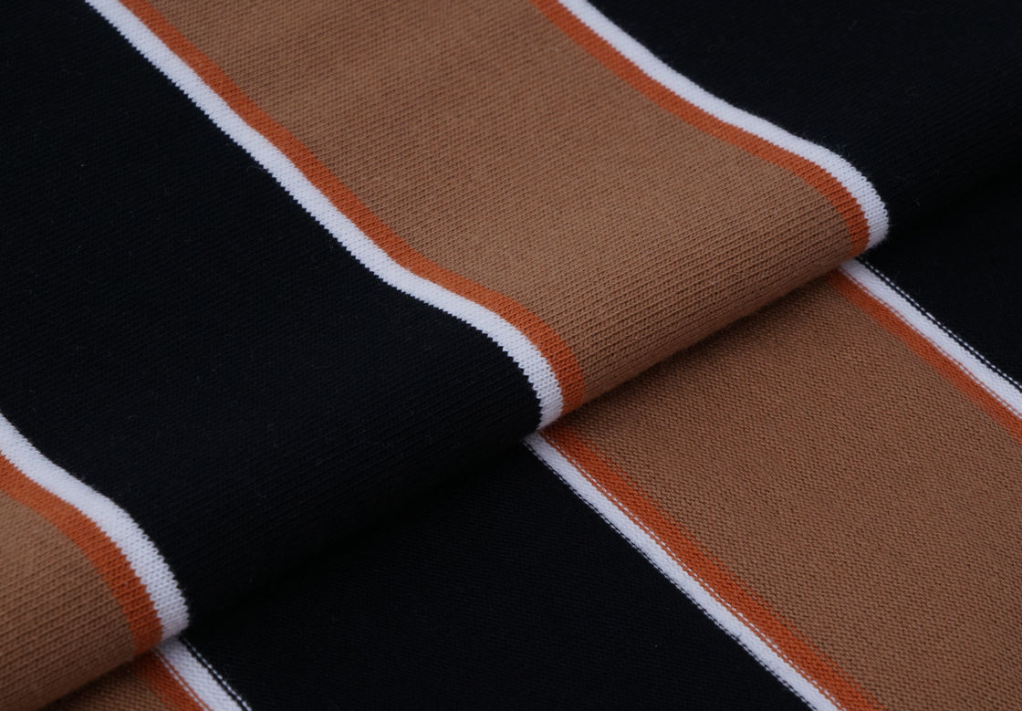 Tejido de punto a rayas, fresco, absorbente del sudor, agradable a la piel, antiarrugas, para camiseta