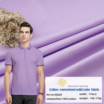 Satén de algodón sólido de tejido de punto de hilo de colorado material camisa de 175 cm amigable con la piel