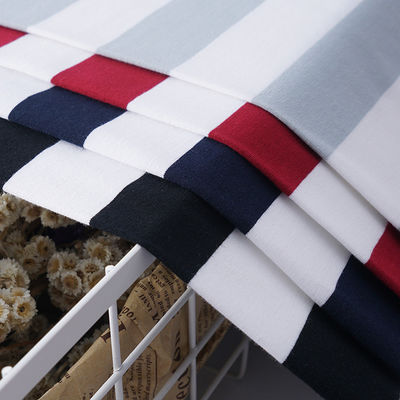 Tejido de punto de costura a rayas, resistente a la humedad 170g Tejido de algodón de colores