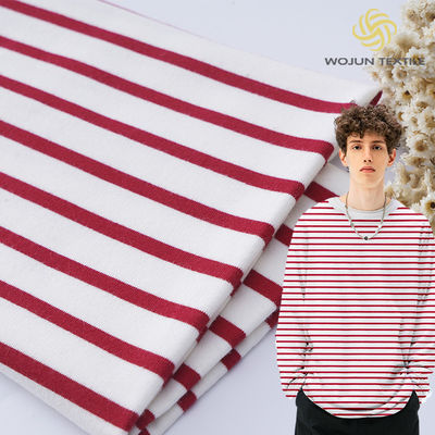 Tejido de algodón rayado de 185 cm de hilo de peinado material de sudadera teñida