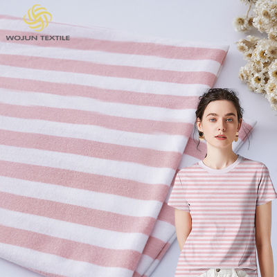 Camiseta de algodón resistente al desgaste Tejido ligero de textura llana rayada 140g