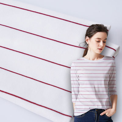 Un buen precio. Dispositivo de seguridad amistoso 225gsm rayado tela Lycra Rib Texture del algodón de Eco en línea