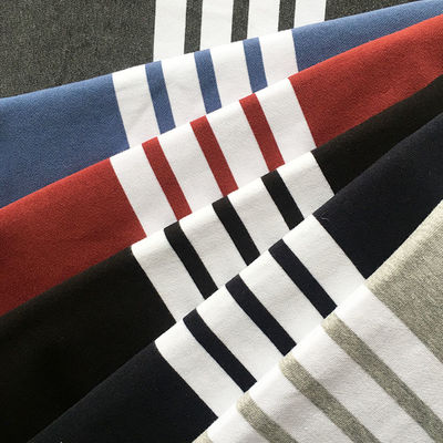 Tejido de algodón rayado de punto simple teñido 350 gramos para el terry francés