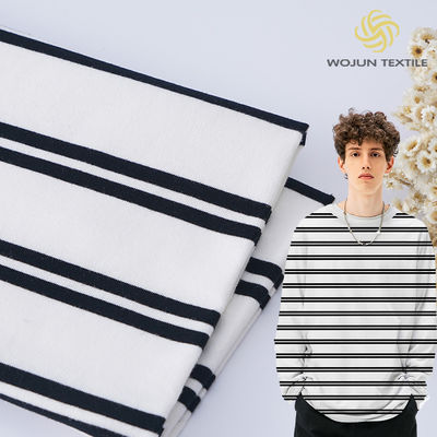 El algodón liso Terry Fabric Black And White francés rayó el paño 225gsm