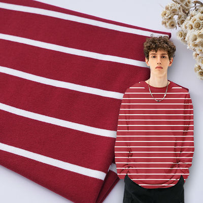 Tejido de rayas teñidas de hilo de limpieza de humedad, tejido de algodón con nervaduras para sudadera con capucha