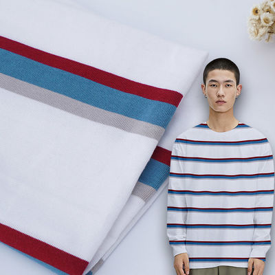 Un buen precio. Hilado rayado hecho punto del doble de la tela de algodón para la ropa larga de la manga en línea