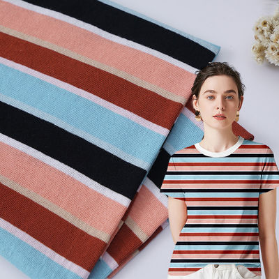 Un buen precio. Absorbe el sudor y refresca Tejido de algodón rayado para camiseta de alta durabilidad en línea