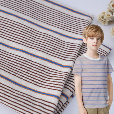 Tejido de material rayado de algodón duradero y lino absorbente de sudor para camiseta