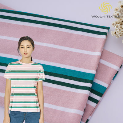 Un buen precio. Absorbe la humedad y es transpirable y Lycra de algodón tela de algodón a rayas para camiseta en línea