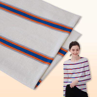 Un buen precio. Absorbe la humedad y es transpirable y Lycra de algodón tela de algodón a rayas para camiseta en línea