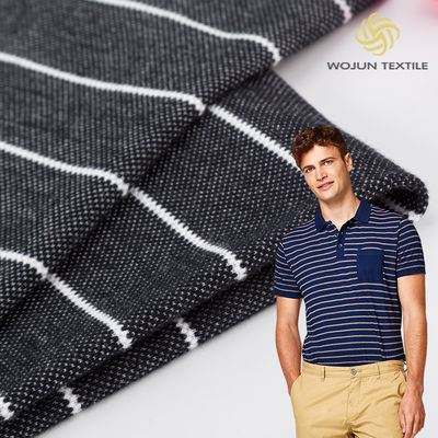 Pique Elasticidad Tejido de algodón rayado resistente al desgaste para camisa de polo