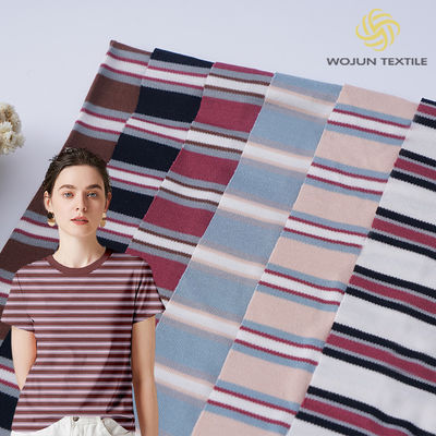 Un buen precio. Tejido de punto a rayas suaves y transpirables para camiseta en línea